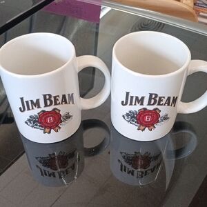 Jim Beam White Coffee Mugs Set 2